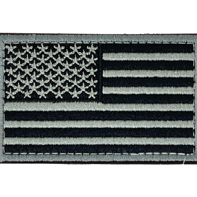 Tactical USA Flag Patch with Detachable Backing Grey