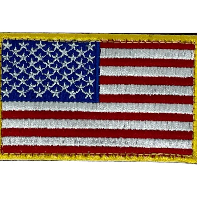 Tactical USA Flag Patch with Detachable Backing Yellow Red White & Blue