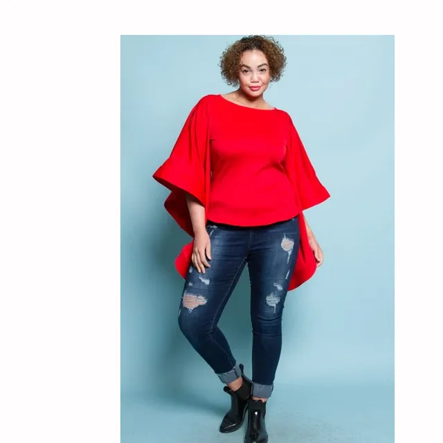 Cindy Cold Shoulders Long Cascade Sleeve Top