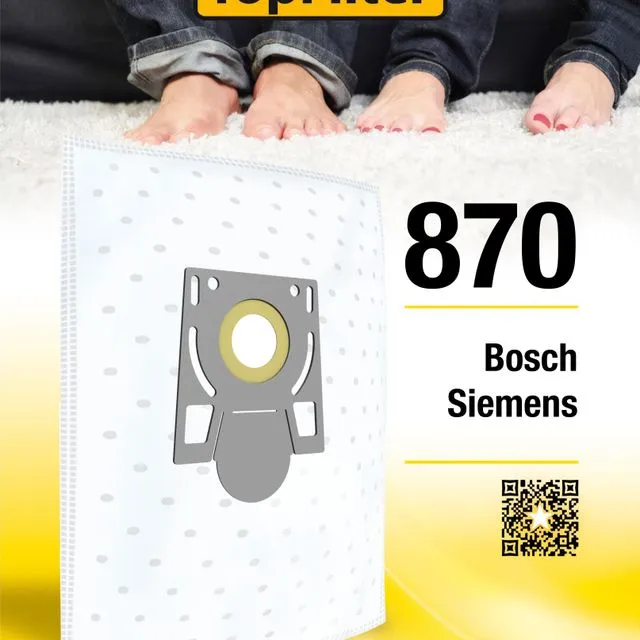 Lot de 4 sacs aspirateur pour Bosch et Siemens TopFilter Premium