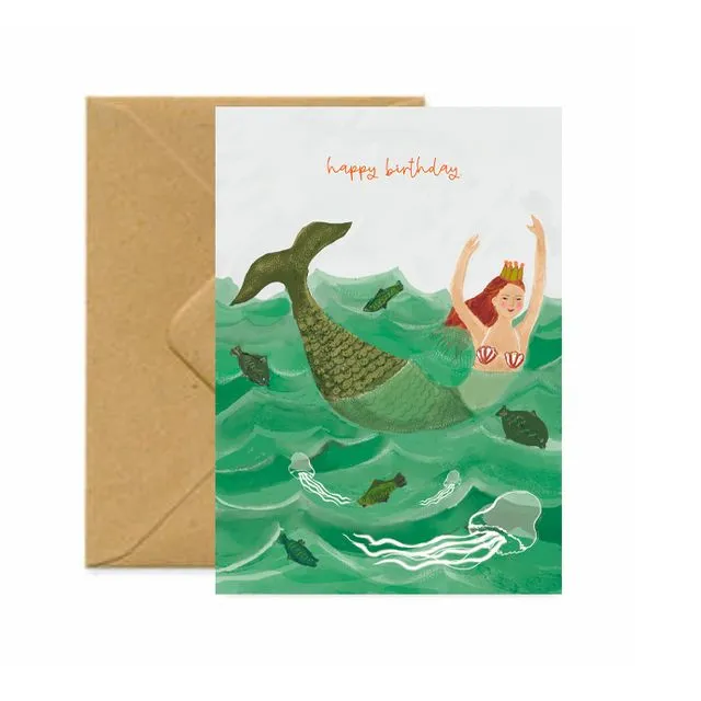 Mermaid Birthday Greetings Card (Case of 6 Cards)