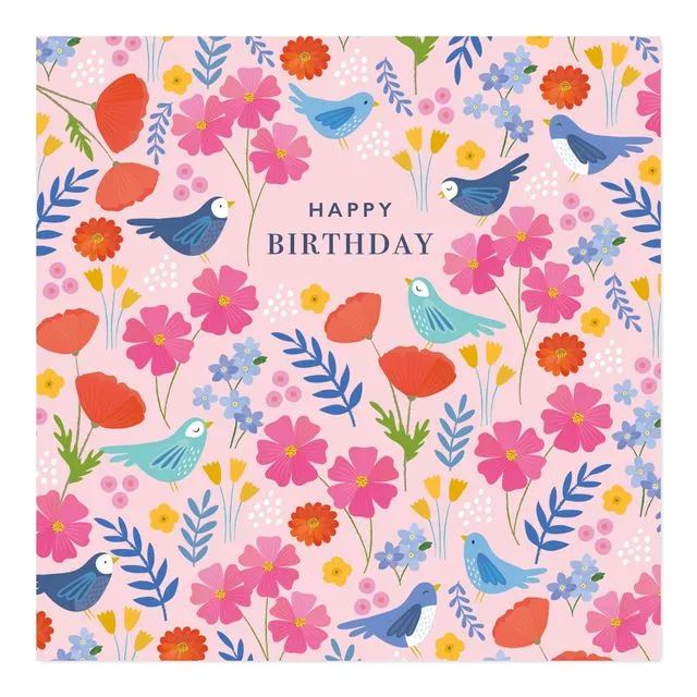 Happy Birthday Pink Patterned Card