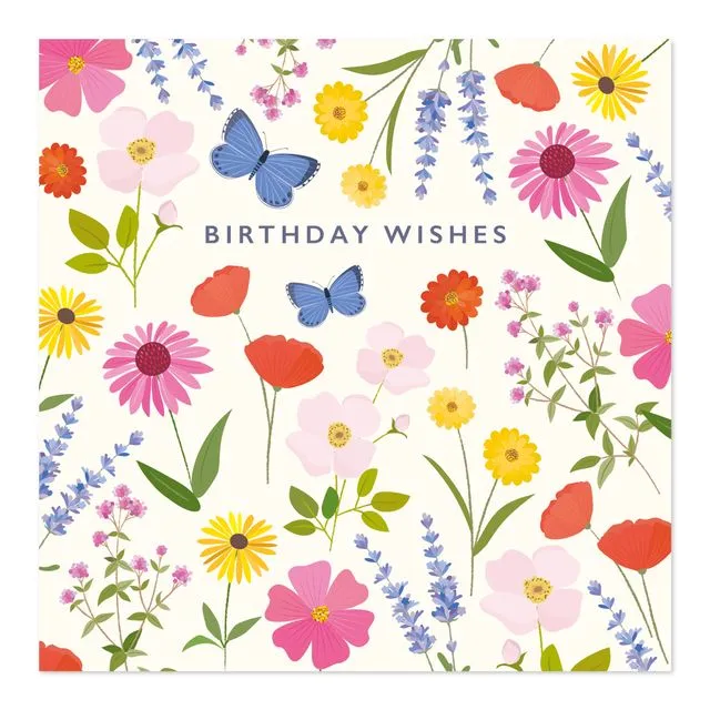 Birthday Wishes Floral Pattern Card