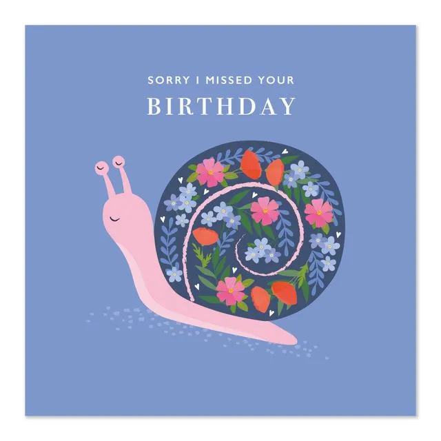 Belated Birthday Card with Floral Snail
