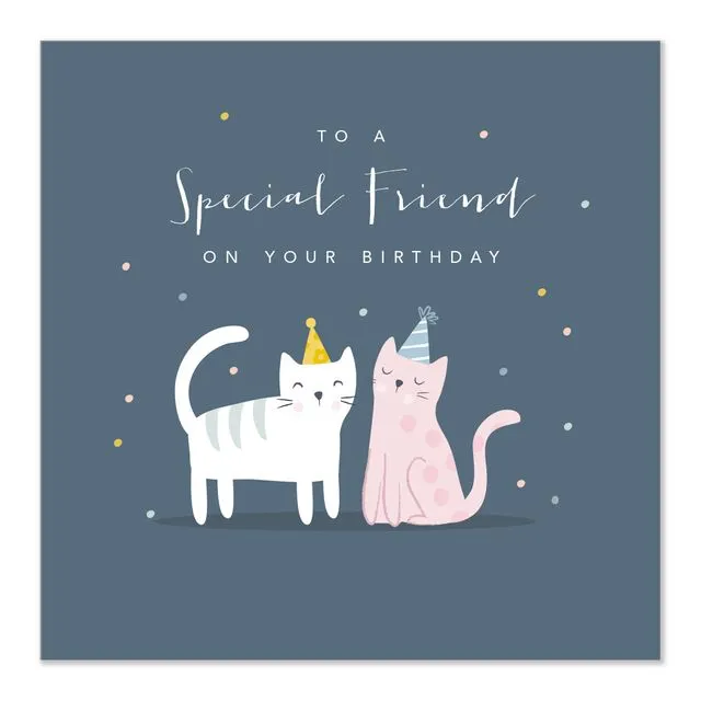 Special Friend Birthday Card Cats Pair