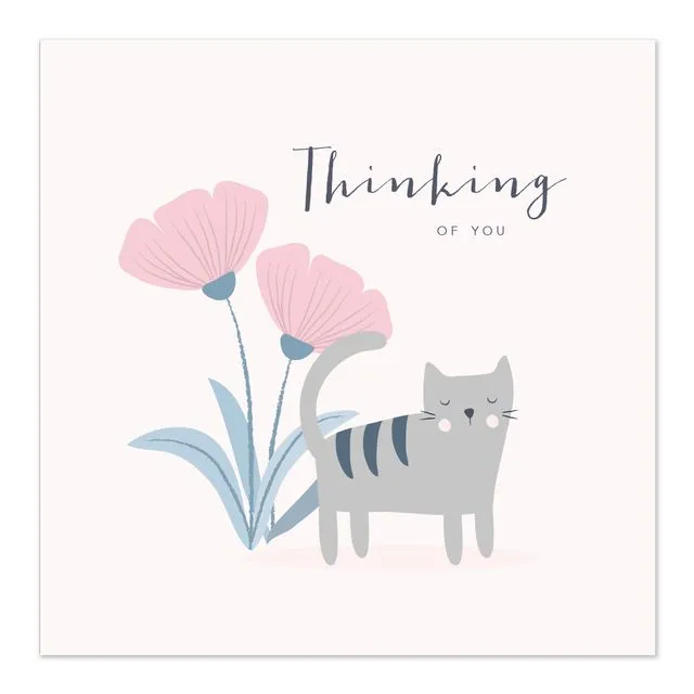 Thinking of You Pink Card with Cat