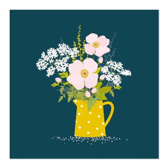 Yellow Jug Flowers Art Card