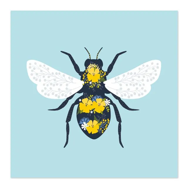 Floral Bee Art Card