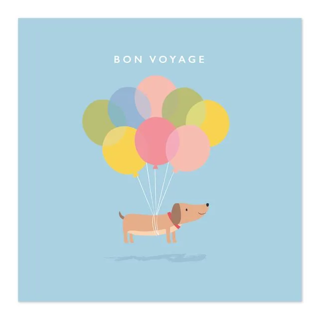 Bon Voyage Leaving Card Dog with balloons