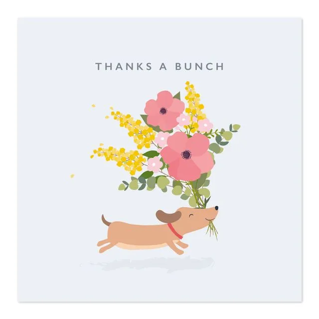 Thank You Dog with Flowers Card