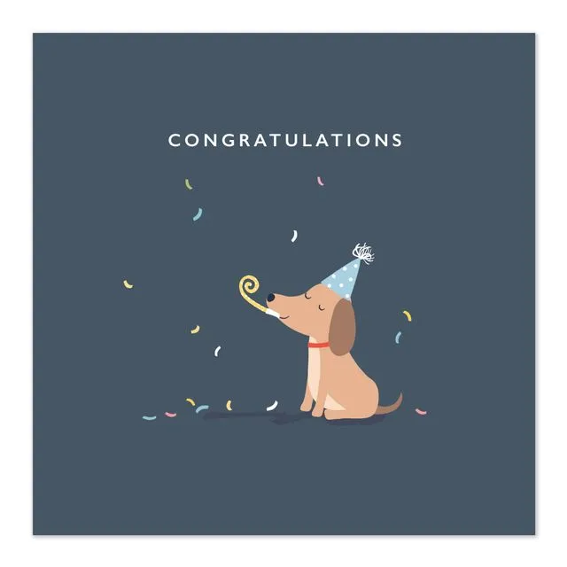 Congratulations Card Dog Celebrating
