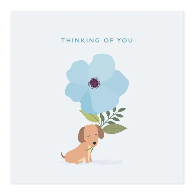 Thinking of You Dog with Big Flower Card