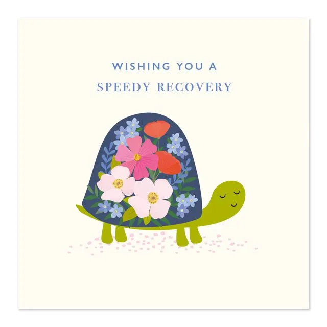Get Well Soon Card Floral Tortoise