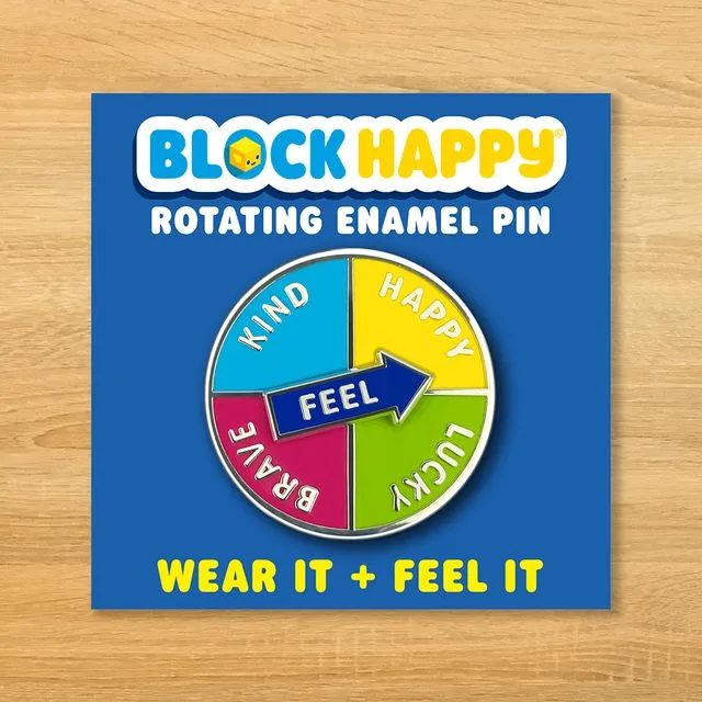 Block Happy "Feel it" Rotating Emotion Enamel Pin