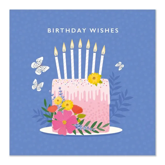 Birthday Wishes Floral Birthday Cake Card