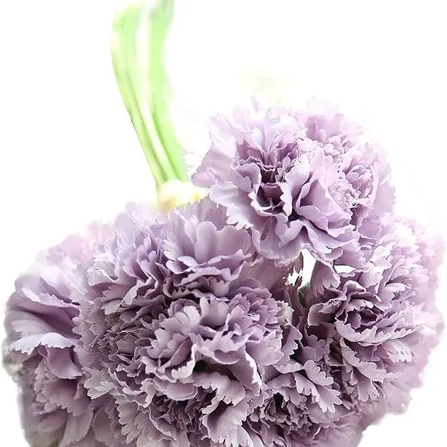 Carnation Silk Artificial Flower Bouquet - Light Purple