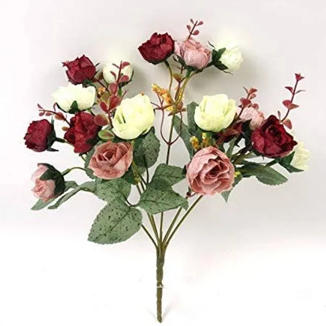 Diamond Roses Bunch Artificial Flowers - Red