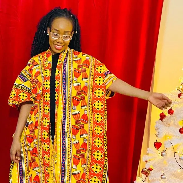 African Print Oulu Multi Coloured Kimono Orange Print