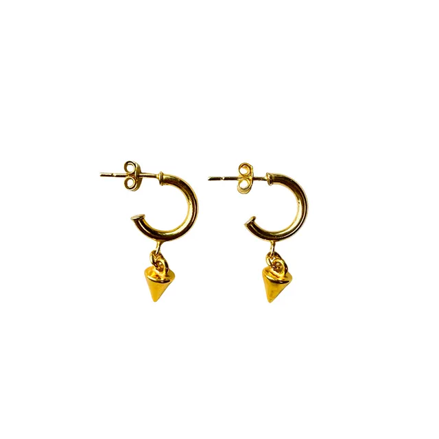 Pyra - Gold Earrings with Pyramid Charm