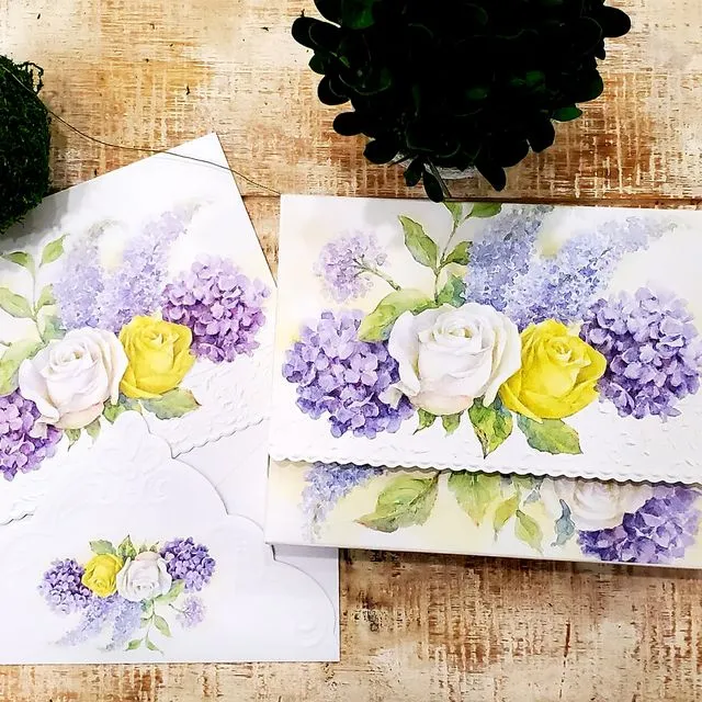 Yellow Purple Rose Note Cards from Carol Wilson Fine Arts