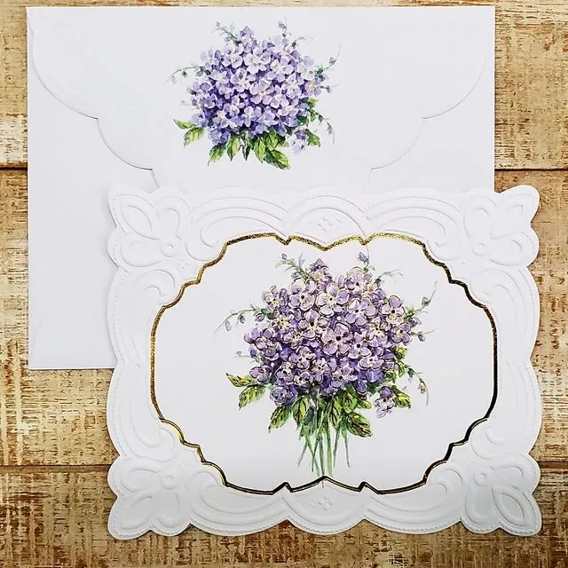 Violets on Green Stripes Note Cards from Carol Wilson Fine Arts