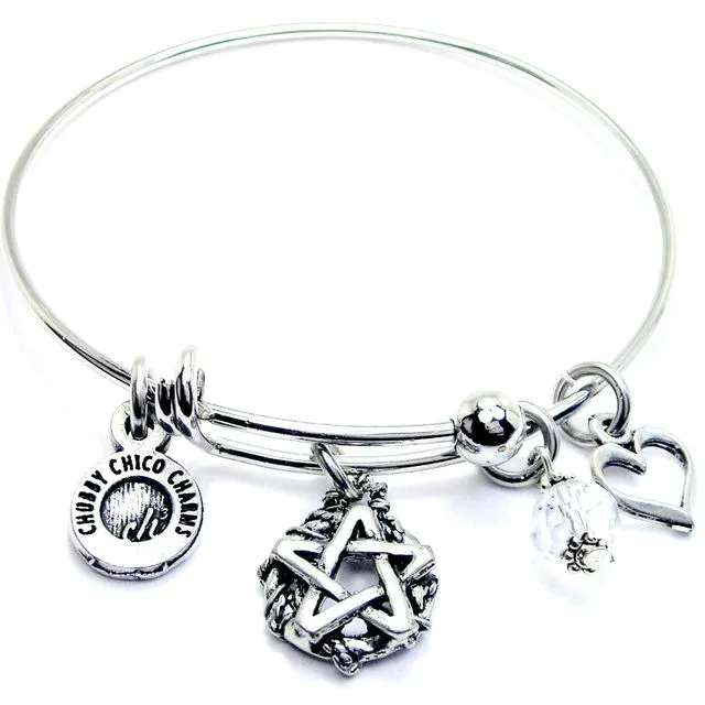 Gothic Pentacle Expandable Bangle Bracelet Pagan Wiccan