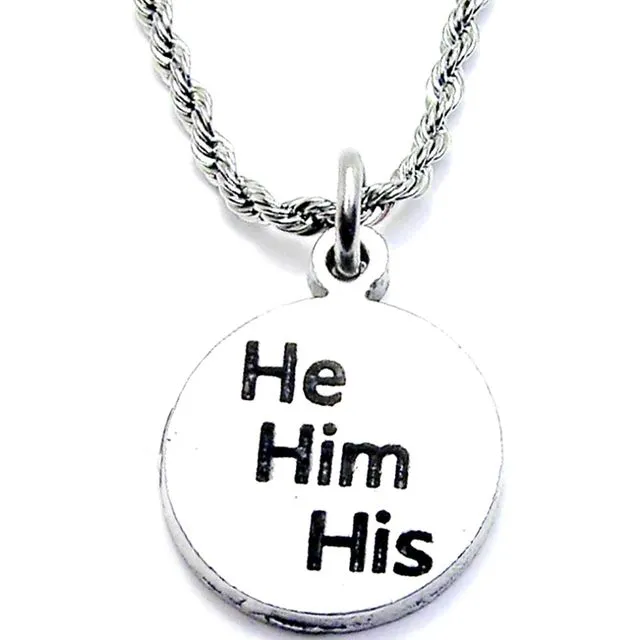 He Him His Single Charm Necklace Personal Pronouns Gender