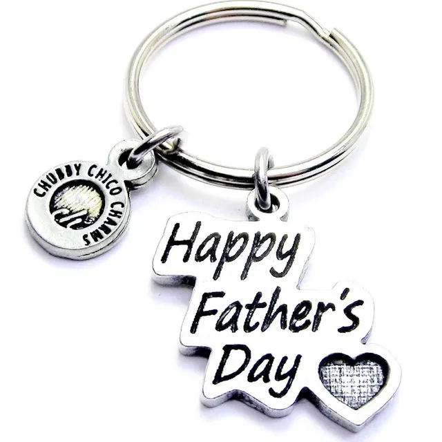 Happy Father's Day With Heart Key Chain Dad Daddy Grandpa
