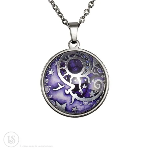 Purple Moon Pendant, Glass /Stainless