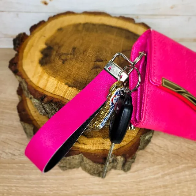 Pink Faux Leather key fob | wristlet | Women