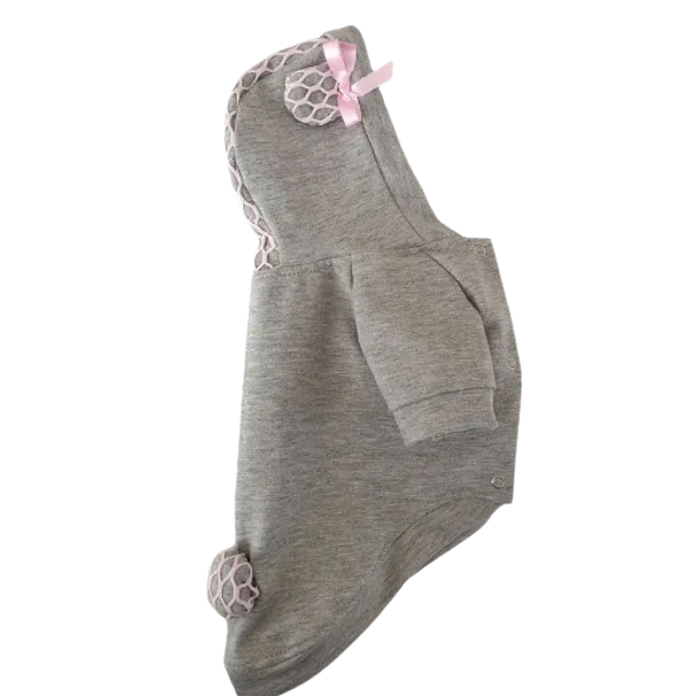 Bunny Hoodie - Grey and Pink