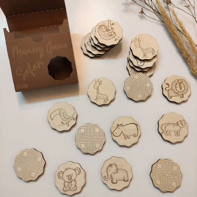 Wooden Safari Memory Game, Montessori Matching Cards