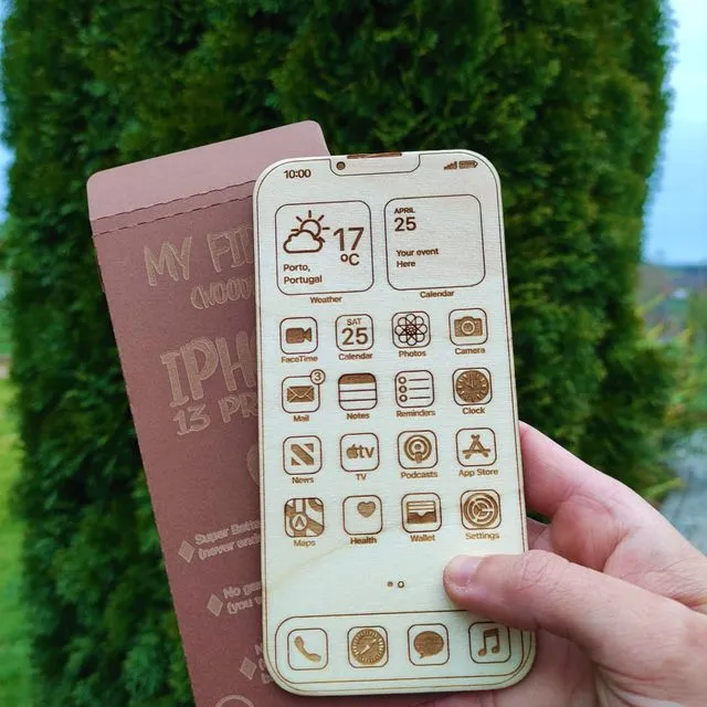 Wooden My First iPhone Handcrafted Montessori phone for kids