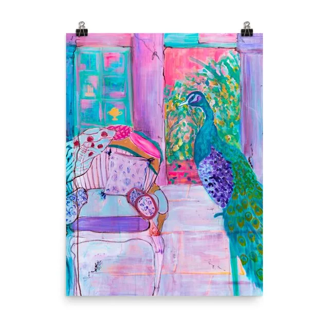 Art Print of Peacock and Chair