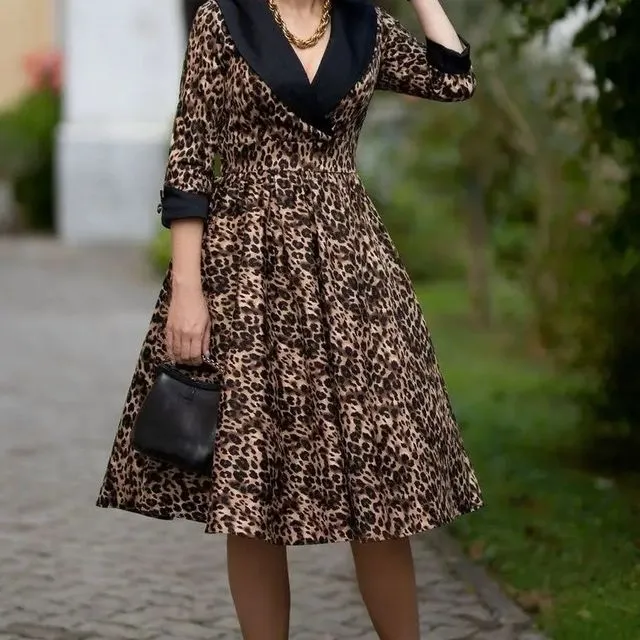 Tiffany 50's Coat Dress in Leopard Print
