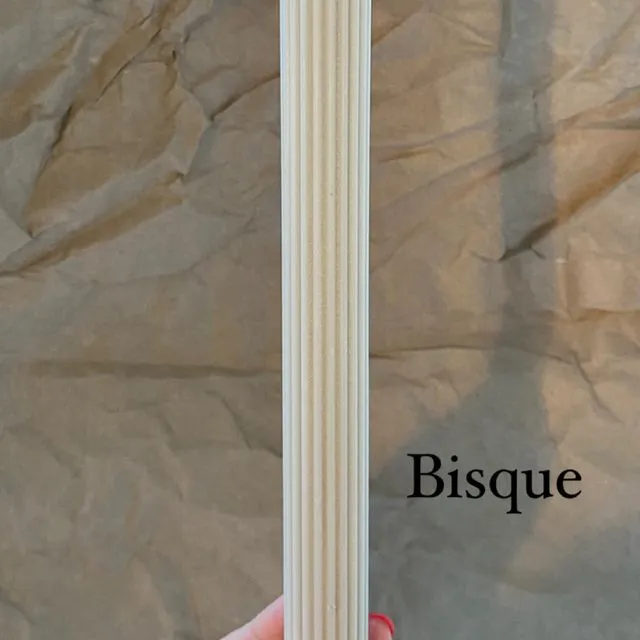 Ribbed Pillar Candle Pair - Bisque