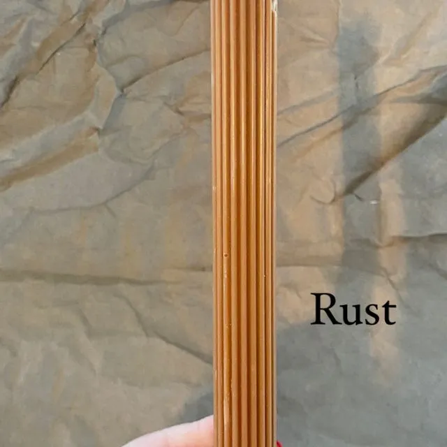 Ribbed Pillar Candle Pair - Rust