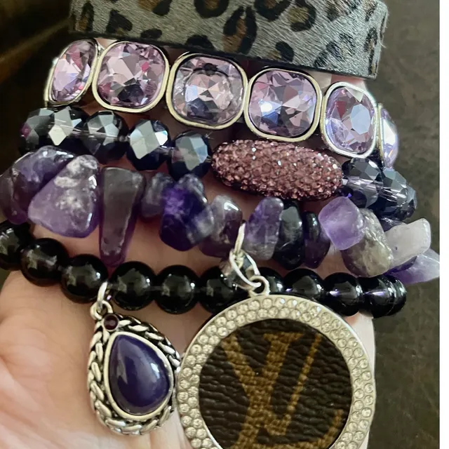 Purple Lv Upcycled charm bracelet