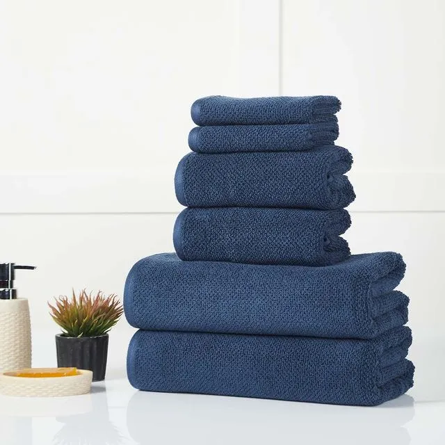 6-Piece Bath Towel Set - Navy Blue