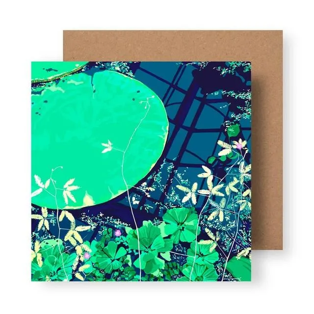 Lily Pads On Blue Greeting Card