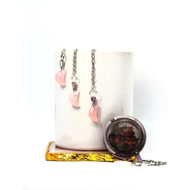 Rose Quartz Crescent Moon Crystal Tea Infuser
