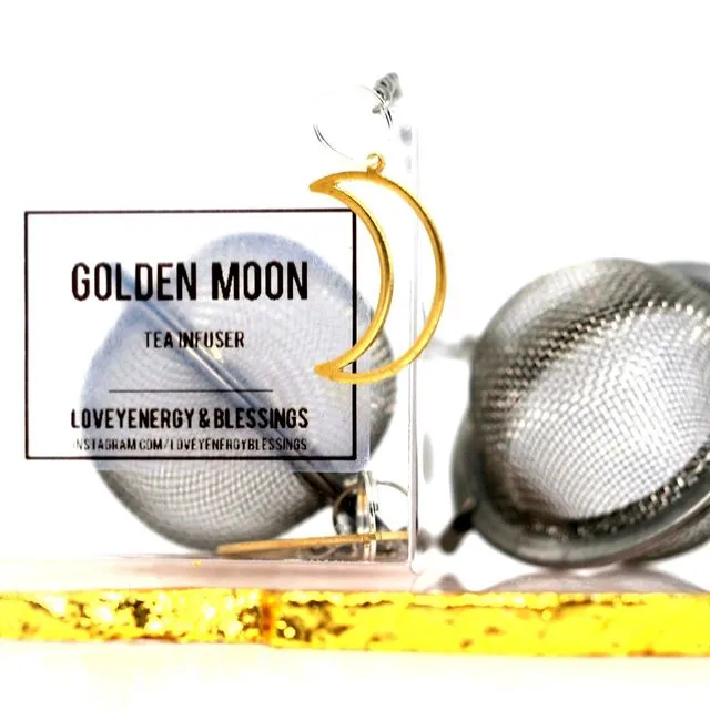 Golden Crescent Moon Tea Infuser, Loose Herb Tea Infuser