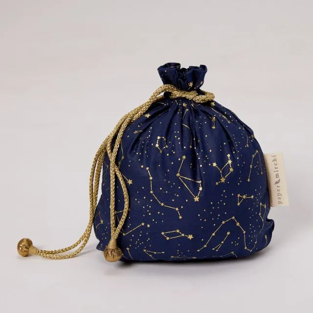 Fabric Gift Bags Double Drawstring - Night Sky (Medium)