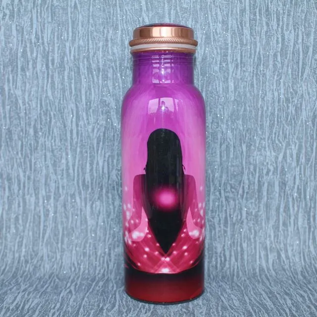 El'Cobre Limited Edition Printed Copper Bottle - Purple Yoga 700 ML
