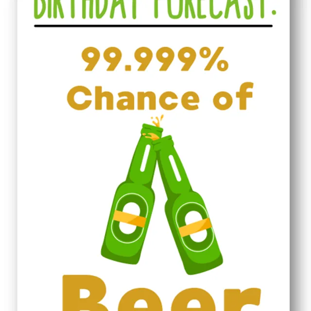 Second Ave Funny Birthday Forecast Beer Joke Happy Birthday Card
