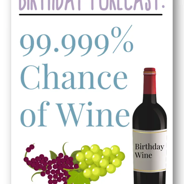 Second Ave Funny Birthday Forecast Wine Joke Happy Birthday Card