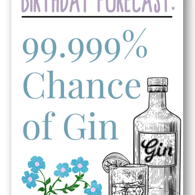 Second Ave Funny Birthday Forecast Gin Joke Happy Birthday Card