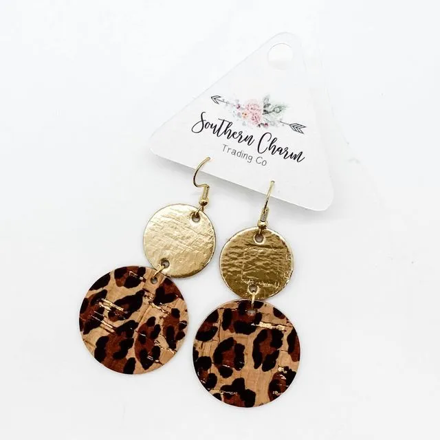 2.5" Gold & Metallic Gold Leopard Double Corkies