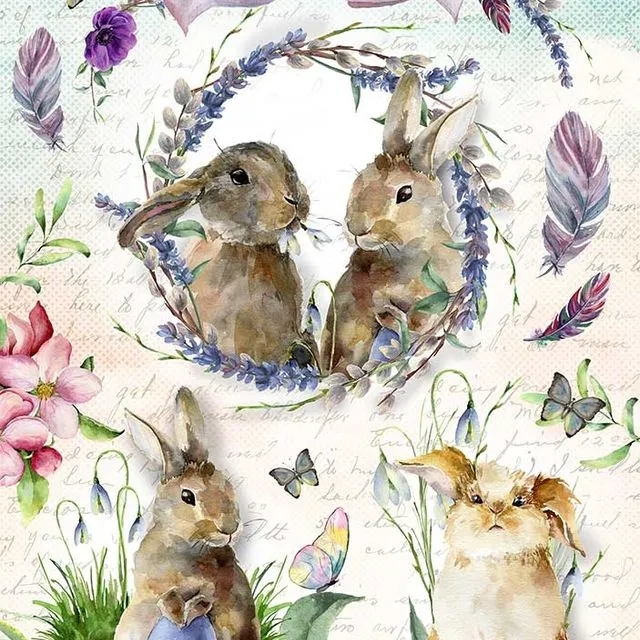 Rice Paper for Decoupage - Christmas/Winter/Easter - Happy Easter Bunnies