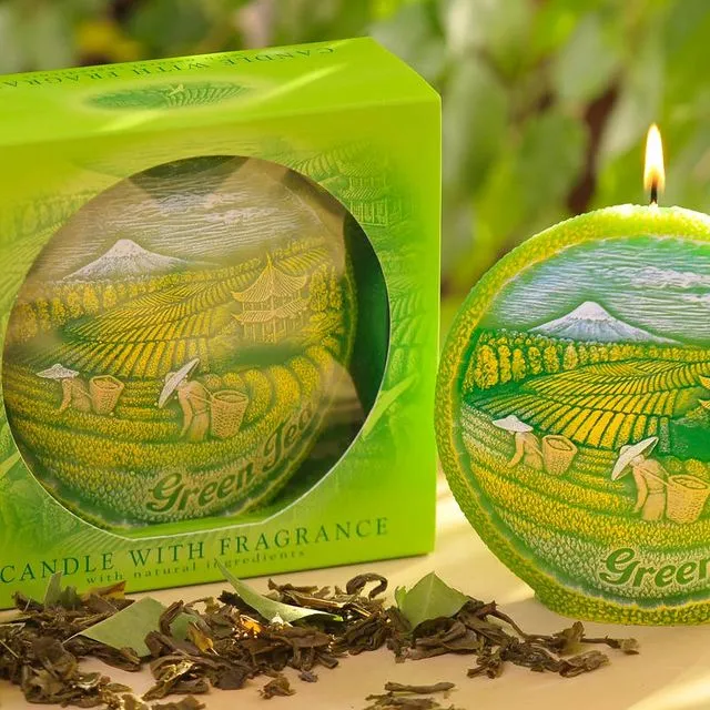 Scented Disk Candle - Wax Candle with one Wick - Green Tea